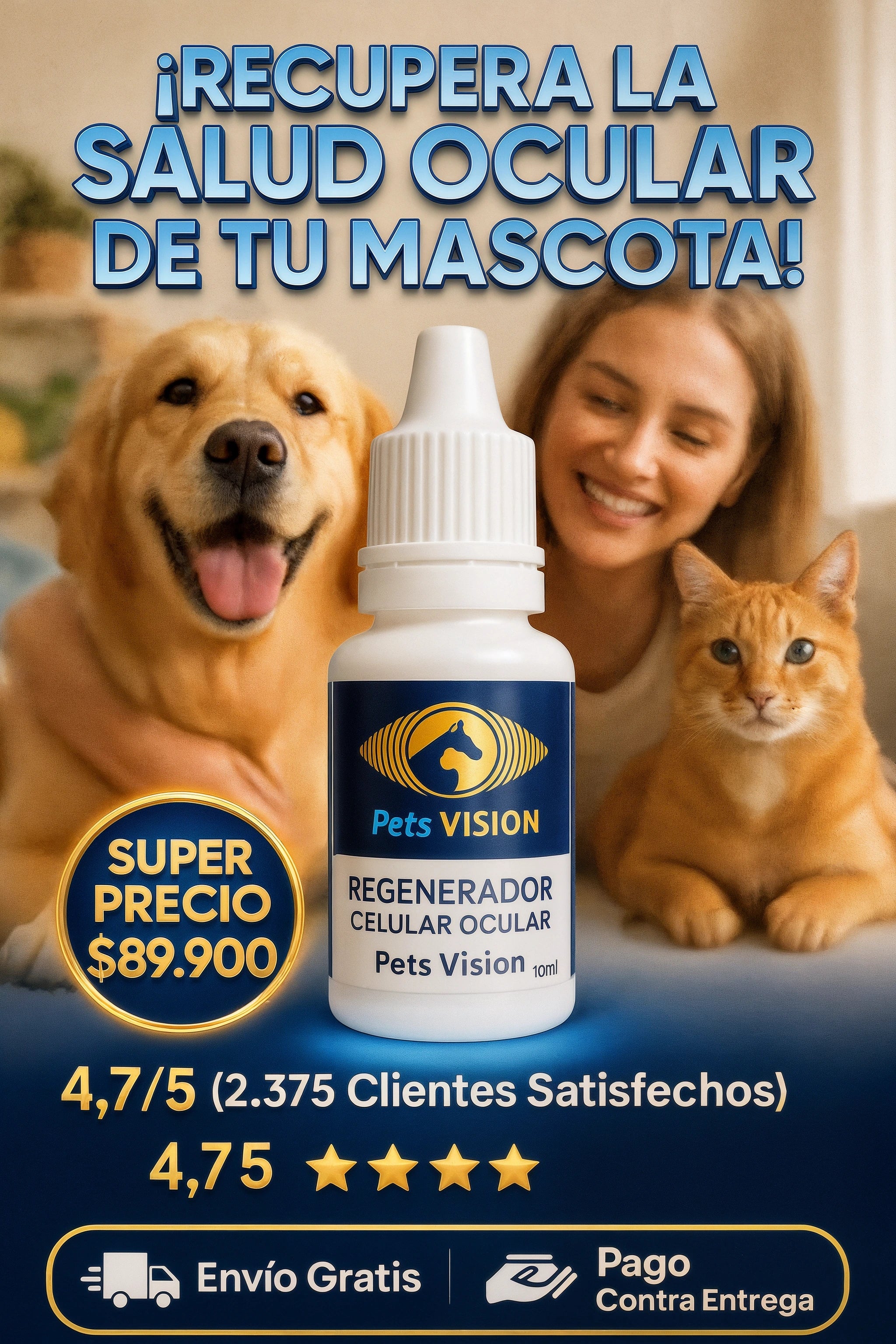 Pets Visión™ - Gotas Oculares para Mascotas